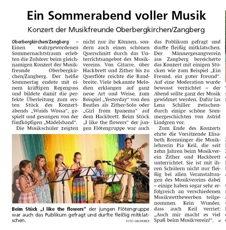 Schülerkonzert Musikfreunde Oberbergkirchen-Zangberg 6. Juli 2019