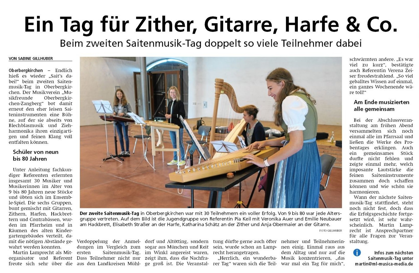 "Sait's dabei 2021" - Saitenmusiktag Oberbergkirchen 11. September 2021